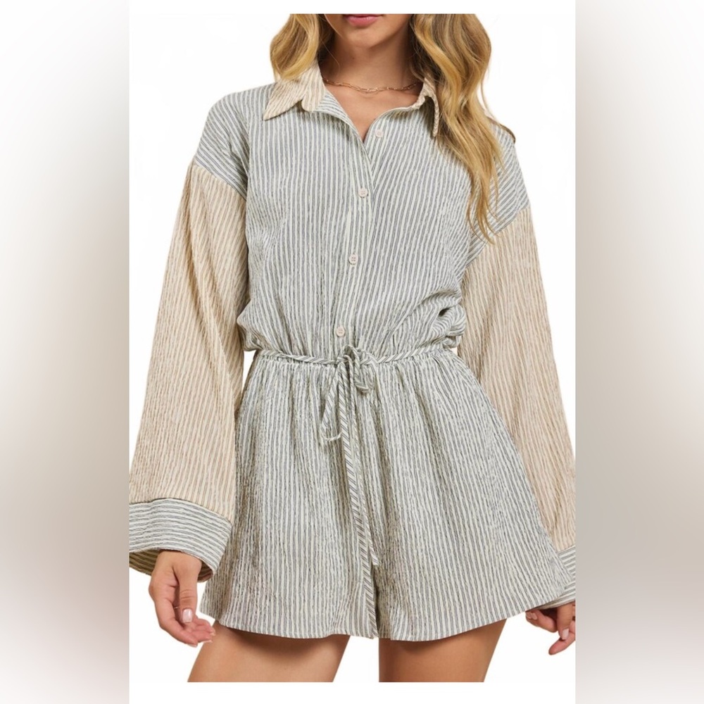Sadie & Sage Striped Jumpsuit in Cream and Navy